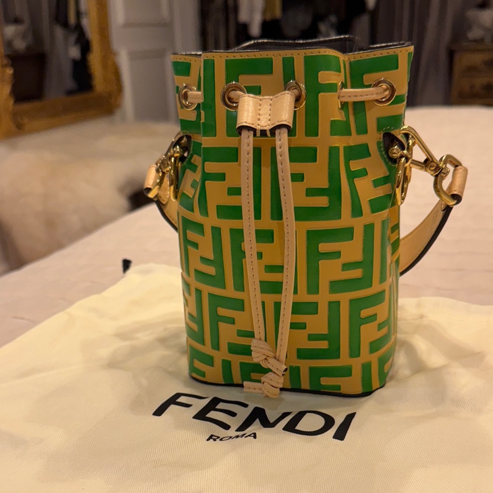 Fendi Iconic Mon Tresor Bucket Bag in Zucca Embossed Leather